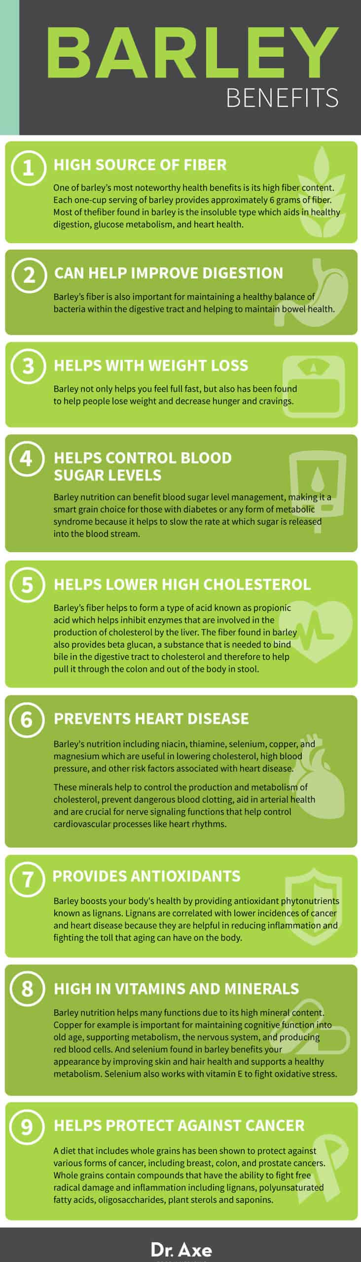Barley Health Benefits Infographic List